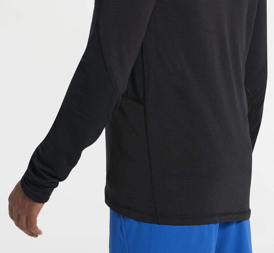 Top Hoka One One Hombre - 1/2 Cremallera Midlayer - Negras - YWS017563